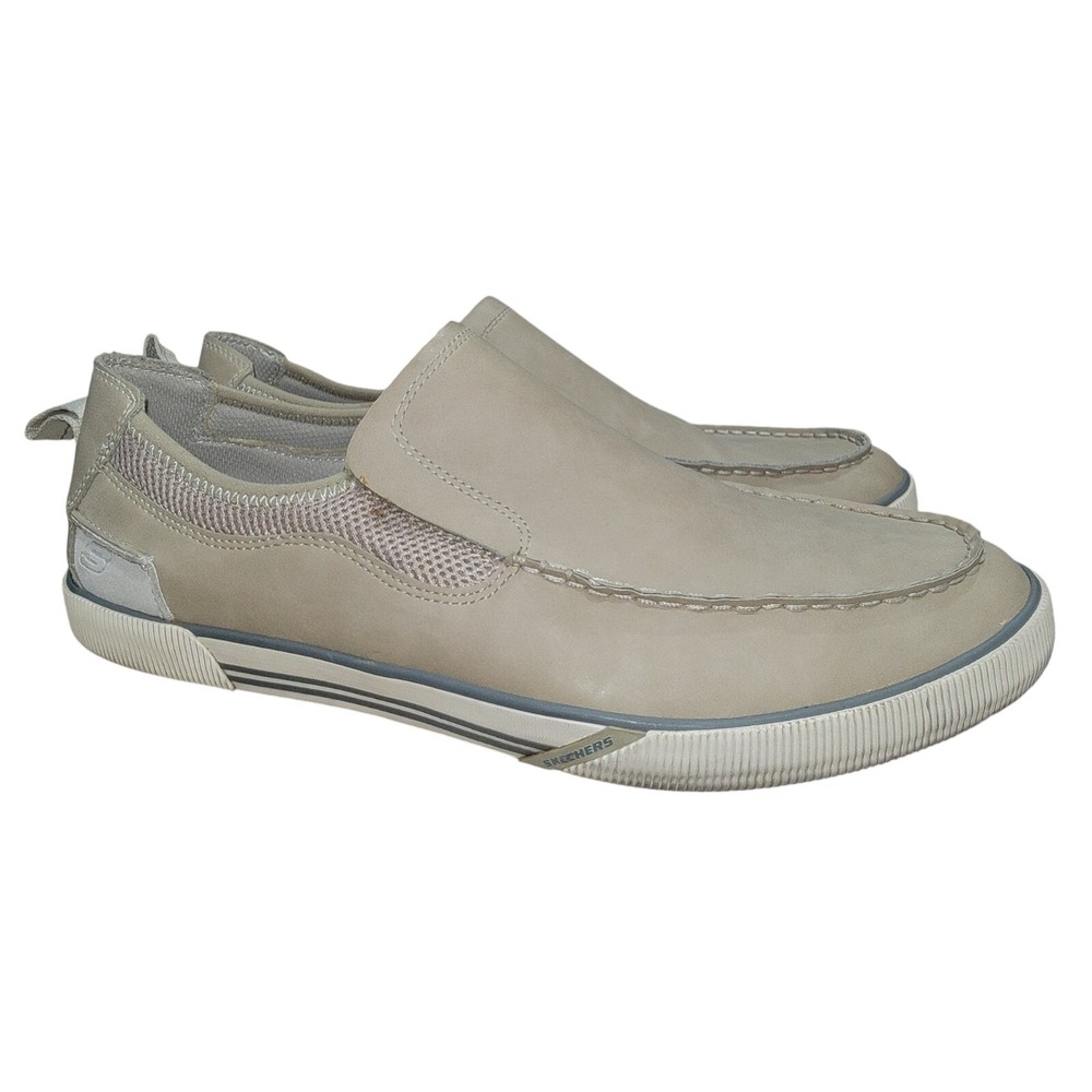 Skechers Men's Tan Leather Outdoor Boat Deck Fishing Slip On Shoes Size 13